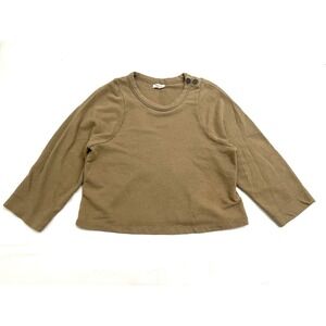 Madewell Shoulder-Button Elbow-Patch Top Women's Medium Distant Surplus (Brown)